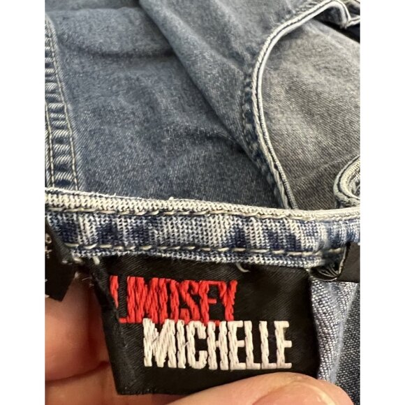 Lindsey Michele Denim Dress Jumper Sz 3 X Patriotic Side Buttons - Picture 7 of 9